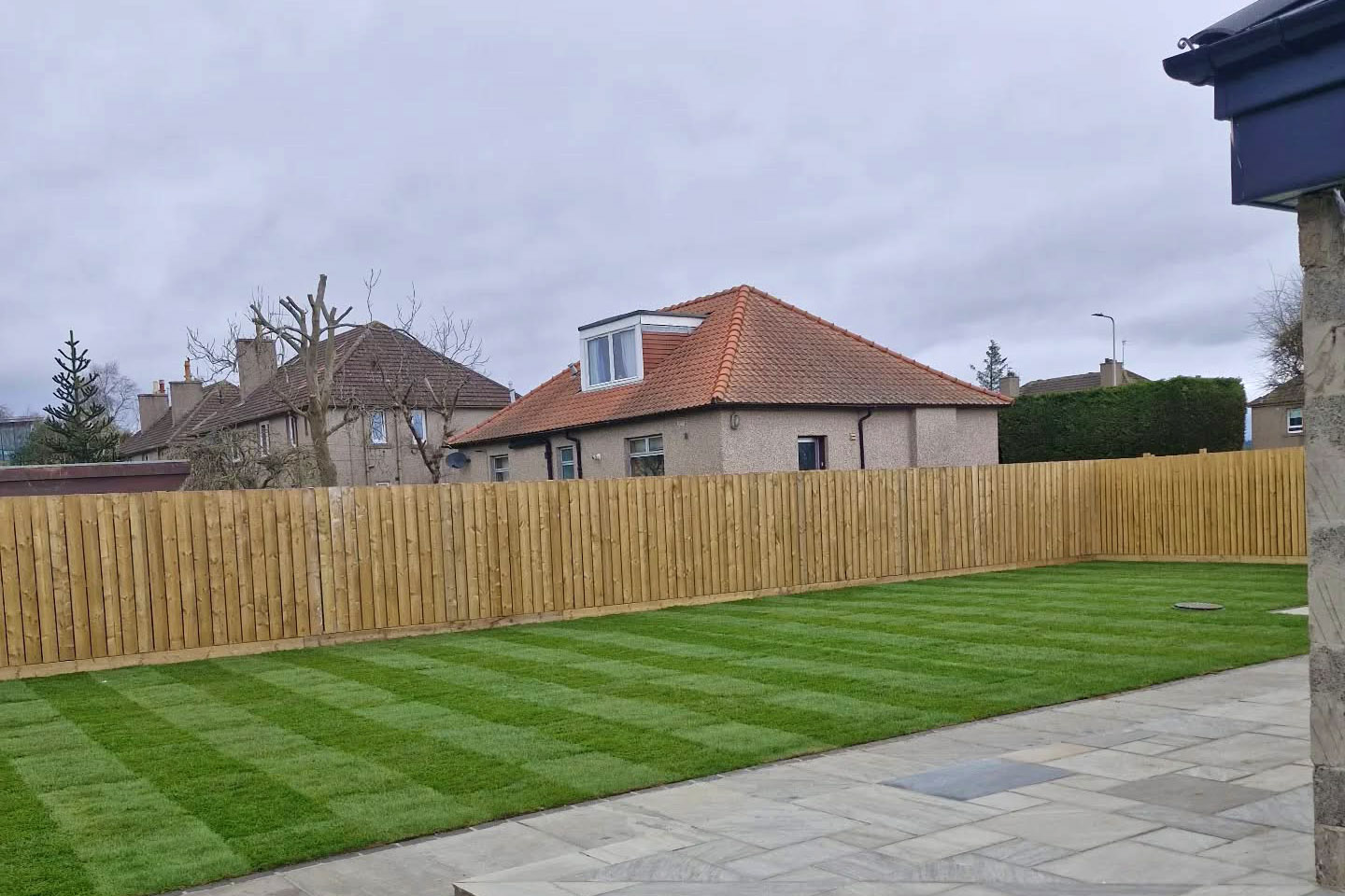 Restored back garden lawn